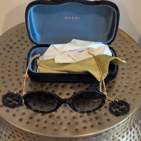Gucci Black Sunglasses with Gold Accents